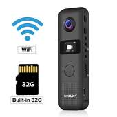 BOBLOV C18 1296P Mini Camera Body Worn Camera Support WiFi Built-in 32G with OLED Screen 3.5 Hours 1080P Recording OTG One Big Button for Recording (Built-in 32G)