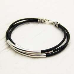 byJodi Jewelry | Black Leather & Sterling Silver Bracelet