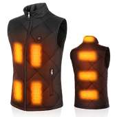 Calor Alternative - FERNIDA Women's Heated Vest Stand Collar Quilted Zip Lightweight Waistcoat USB Electric Rechargeable Black
