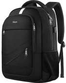 College Backpack, Business Travel Anti-Theft Laptop Backpacks with USB Charging Port and Lock, Durable Water Resistant School Bookbag Computer Bag Gifts for Men & Women Fits 15.6 Inch Laptop, Black