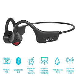EKEN Bone Conduction Headphones - Bluetooth 5.0 with Mic ...