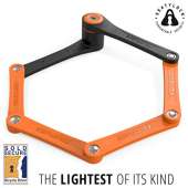 FOLDYLOCK Compact Bike Lock Orange, Extreme Bicycle Lock - Heavy Duty Security Bike Chain Lock Steel Bars Carrying Case Included, Unfolds to 85cm or 33.5in, 2.2lb