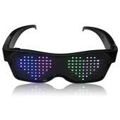 HJ&JUN Magic LED Glasses-Customizable Pattern on The Glasses, Bluetooth Multicolor LED Glasses Perfect for Lights up Parties and Festivals. Text and Patterns can be Designed/Modified Through APP