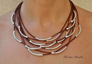 Leather Necklace Leather and Sterling Silver Necklace