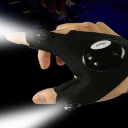 LED Flashlight Magic Strap Fingerless Gloves with 2 LED ...