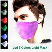 LED Rave Mask Light Up Mask Glowing 7 Colors Luminous,USB Rechargeable for Costumes Party Christmas Halloween for Men Women Childs Face Mask