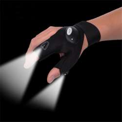 One Piece Fingerless Glove with LED Light Flashlight Glove ...