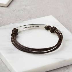 personalised sterling silver and leather bracelet by sally ...