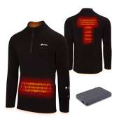 Venture Heat Men's Heated Shirt Thermal Underwear with Battery Pack - Long John, 1/4 Zip Electric Base Layer, Nomad (XL, Black)