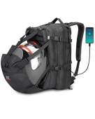 kemimoto Motorcycle Backpack, Helmet Backpack, 37L Motorcycle Helmet Bag, Snowmobile Helmet Bag with USB-charge Port, Large Capacity Helmet Holder Luggage Storage Bag with Waterproof Cover