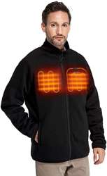 Men's Heated Fleece Jacket Full Zip with Battery Pack