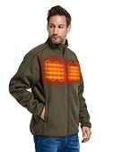 ORORO Men's Heated Fleece Jacket Full Zip with Battery Pack (Green, S)