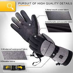 ZEROFIRE Heated Gloves with Rechargeable Battery, Gray ...