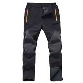 Gash Hao Mens Snow Ski Waterproof Softshell Snowboard Pants Outdoor Hiking Fleece Lined Zipper Bottom Leg (Black, 30W X 32L)