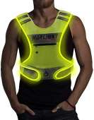 LED Reflective Vest Running Gear with Pouch, USB Charging & Ultralight Reflective Safety Vest | Large Pocket & Adjustable Waist for Night Running Jogging Cycling - 3 LED Glowing Modes Reflector Strips
