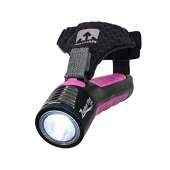 Nathan Running Flashlight. Hand Held Torch Zephyr Fire 100 with Siren. LED Light for Runners, Walkers, Cyclist, Kids, Security. Handheld Dual Front and Back Light to See and Be-Seen. Rechargeable Battery., Black/Floro Fuchsia