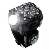 Rechargeable Led Torch Wrist Light, Waterproof Watch Flashlight with Compass Tactical Flashlights for Outdoor Running, Hiking, Camping, Biking, Mountain Climbing