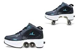 sanheng fire Deformation Parkour Shoes Four Rounds of Running Shoes Roller Skates