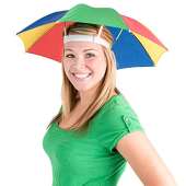 Umbrella Hat (Pack of 2) - 20 Inch, Hands Free, Funny Rainbow Colorful Beach Party Hats, Adjustable Size Fits All Ages, Kids, Men & Women