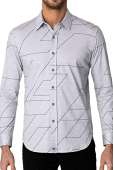 Buttercloth Men's Regular Fit Gravel Canyon Down Long Sleeve Dress Shirt (Steel Grey, L)
