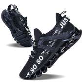 Mens Running Shoes Non Slip - Black White, US 12