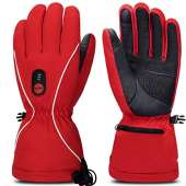 Smilodon Heated Gloves Men Women Rechargeable Battery Electric Heating Glove for Motorcycle Riding Ski Snowboarding Arthritis Raynaud Hands, S14 (Red, XXL)