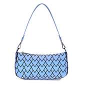 Geometric Luminous Purses Handbags for Women Holographic Reflective Shoulder Bag Crossbody Bag Flash Rainbow Tote BB01-02 Blue