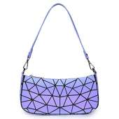 Geometric Luminous Purses Handbags for Women Holographic Reflective Shoulder Bag Crossbody Bag Flash Rainbow Tote BB01-01 Purple