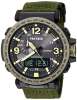 Casio Men's PRO TREK Stainless Steel Quartz Watch with Cloth Strap, Green, 30.5 (Model:... Casio Men's PRO TREK Stainless Steel Quartz Watch with Cloth Strap, Green, 30.5 (Model:...