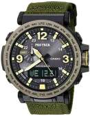 Casio Men's PRO TREK Stainless Steel Quartz Watch with Cloth Strap, Green, 30.5 (Model: PRG-600YB-3CR)