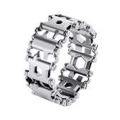 Multi Tool Bracelet for Men, 29 in 1 Stainless Steel Multifunction Bracelet Survival Multitools Bracelet Travel Friendly Wearable Multitool Tread Bracelet (Silver)