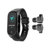 2 in 1 Smartwatch with Earbuds Smart Bracelet TWS Wireless Bluetooth Headset Combo Bluetooth Call Heart Rate Blood Pressure Sleep Monitor Women Men Sport Fitness Tracker (Black)