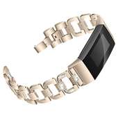 Fitbit Charge 3 / Charge 4 Bands for Women Replacement Metal Charge 3 hr Strap Band with Bling Rhinestone Bangle for Fitbit Charge 4 Special Edition (Champagne Gold)