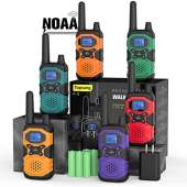 Power Talkie Long Range Walkie Talkies 6 Pack Rechargeable Walkie-Talkies for Adults Long Distance - 2 Way Radios Walkie Talkies FRS Work Hunting Walkie Talkies with Headsets NOAA 2xUSB Charger 6x4500mAh Batteries