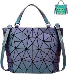 Amazon.com: Geometric bag Luminous Purses and Handbags Holographic