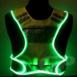 Light Up Safety Vest with Glowing Green Outline | Glowproducts.com