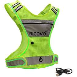 RICOVO LED Rechargeable Safety Vest with Pocket and Zipper for Night ...