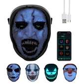 Saparlo LED Mask Light Up Mask with Bluetooth Customizable APP, Rechargeable Shining LED Face Mask for Adult, Kid, Easter Gift for Kids/Adult, Easter Party, DJ LED Mask, Cosplay Mask, Masquerade Mask