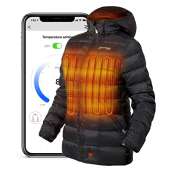 Venture Heat PRO+ Women's Bluetooth Down Heated Jacket with Battery Pack Included - App Control - 12V Dual Battery Ready (L)
