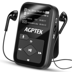 AGPTEK Clip MP3 Player with Bluetooth, 16GB Lossless Music Player with ...