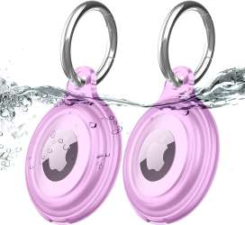2 Pack IPX8 Waterproof AirTag Keychain Holder Case ...