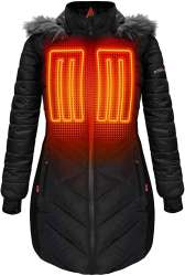 Amazon.com : ActionHeat 5V Battery Heated Long Puffer Jacket for Women ...