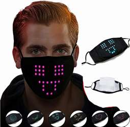 Amazon.com: LED Voice-Activated Luminous Face_mask, Luminous Rave_Mask ...