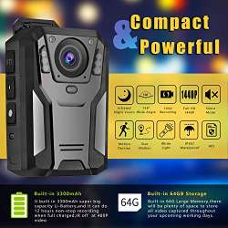 Aolbea 1440P QHD Police Body Camera Built-in 64GB Record Video Audio ...