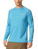 BALEAF Men's Rash Guard Shirts Fishing Long Sleeve UV Sun Protection SPF T-Shirts UPF 50+ Lightweight Beach Blue Size XL