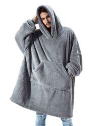 Blanket Hoodie, Winter Warm Wearable Oversized Fleece Hooded Sweatshirt ...