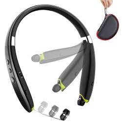 Bluetooth Headphones, BEARTWO Upgraded Foldable Wireless Neckband ...
