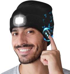 Bluetooth LED Beanie Hat With Light Built In Stereo Speaker And Mic USB ...