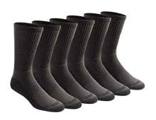 Dickies Men's Big & Tall Dri-tech Moisture Control Crew Socks Multipack, Charcoal (6 Pairs), Shoe Size: 15-17