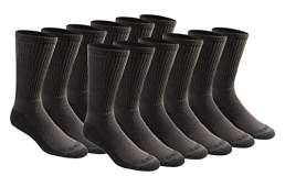 Dickies Men's Big & Tall Dri-tech Moisture Control Crew Socks Multipack, Charcoal (12 Pairs), Shoe Size: 15-17